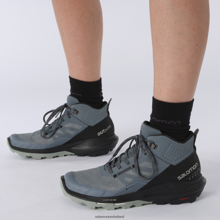 wandelschoenen voor dames - outpulse mid gore-tex stormachtig weer/zwart/smeedijzer NTFJN61116 Salomon