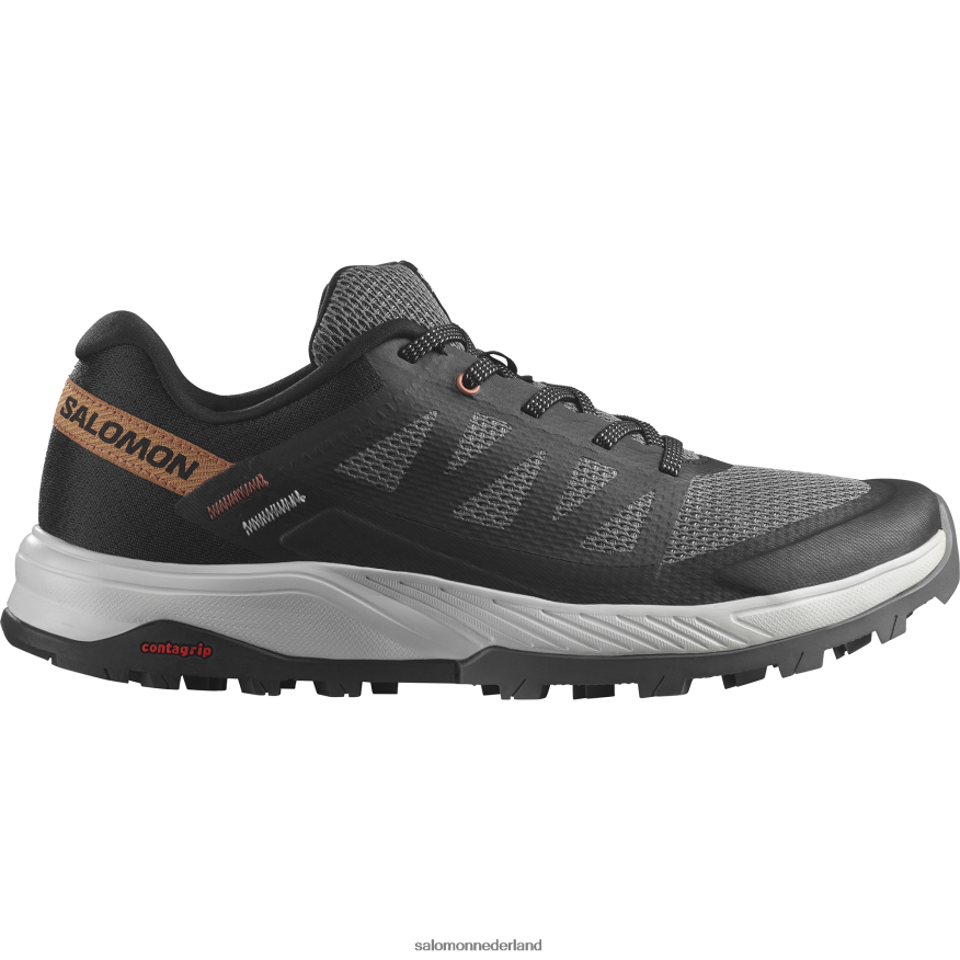 wandelschoenen voor dames - outrise pruim kitten/zwart/koraal goud NTFJN61280 Salomon