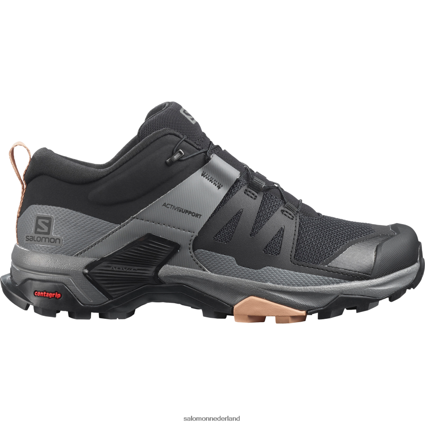 wandelschoenen voor dames - x ultra 4 zwart/rustige tint/sirocco NTFJN61119 Salomon