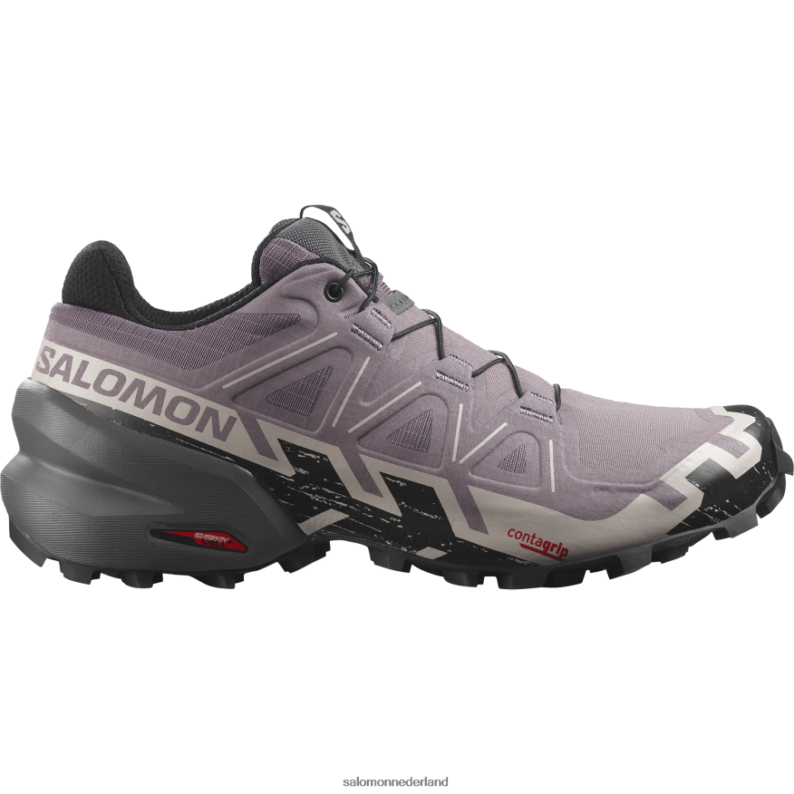 dames trailrunningschoenen - speedcross 6 breed maanlandschap/zwart/as van rozen NTFJN61522 Salomon