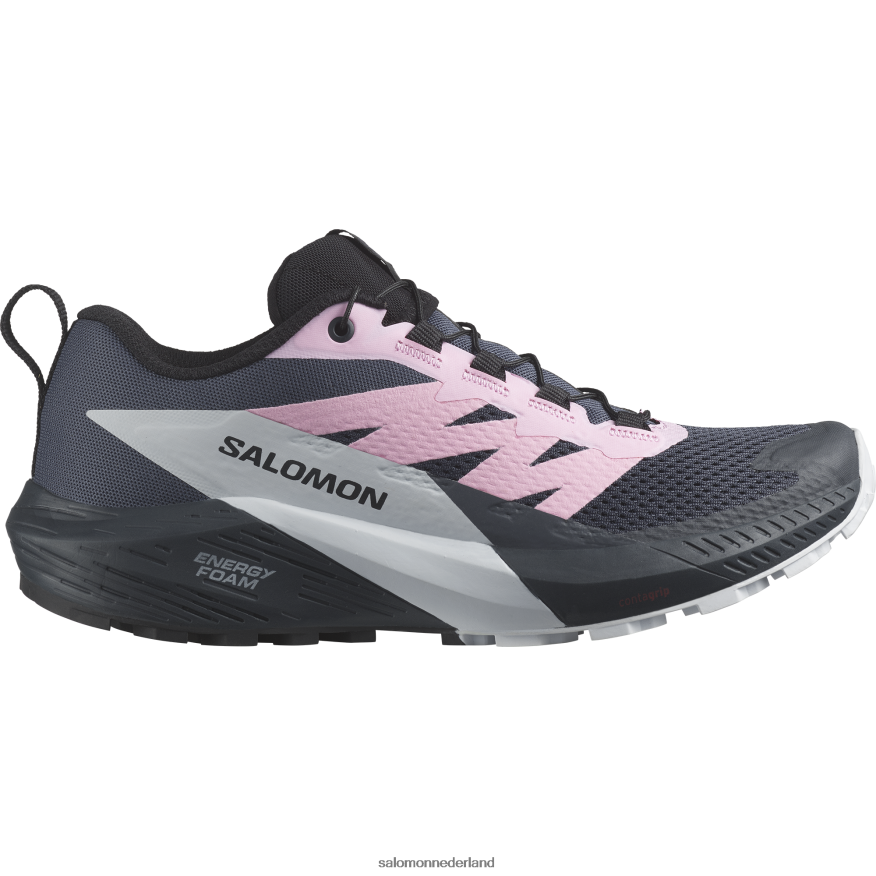 trailrunningschoenen voor dames - sense ride 5 Oost-Indische inkt/lila zakje/poolijs NTFJN61495 Salomon