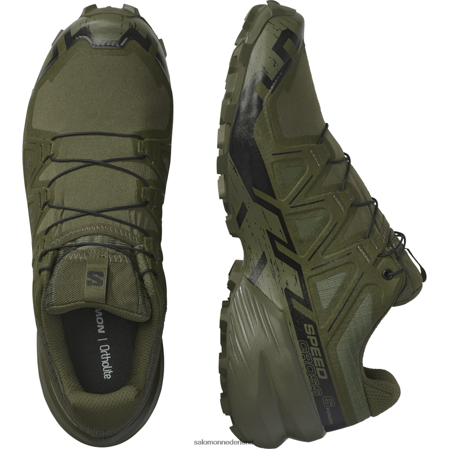 trailrunningschoenen voor dames - speedcross 6 krachten boswachter groen/zwart NTFJN6803 Salomon