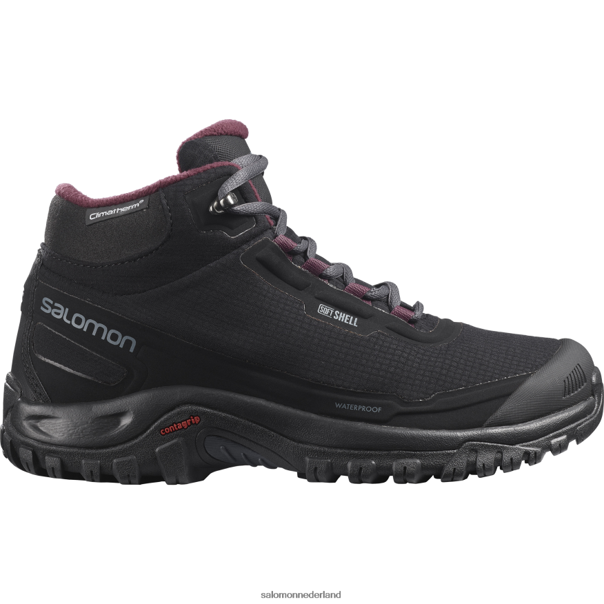 dames winterlaarzen - shelter clima waterdicht zwart/ebbenhout/wijnproeverij NTFJN6782 Salomon