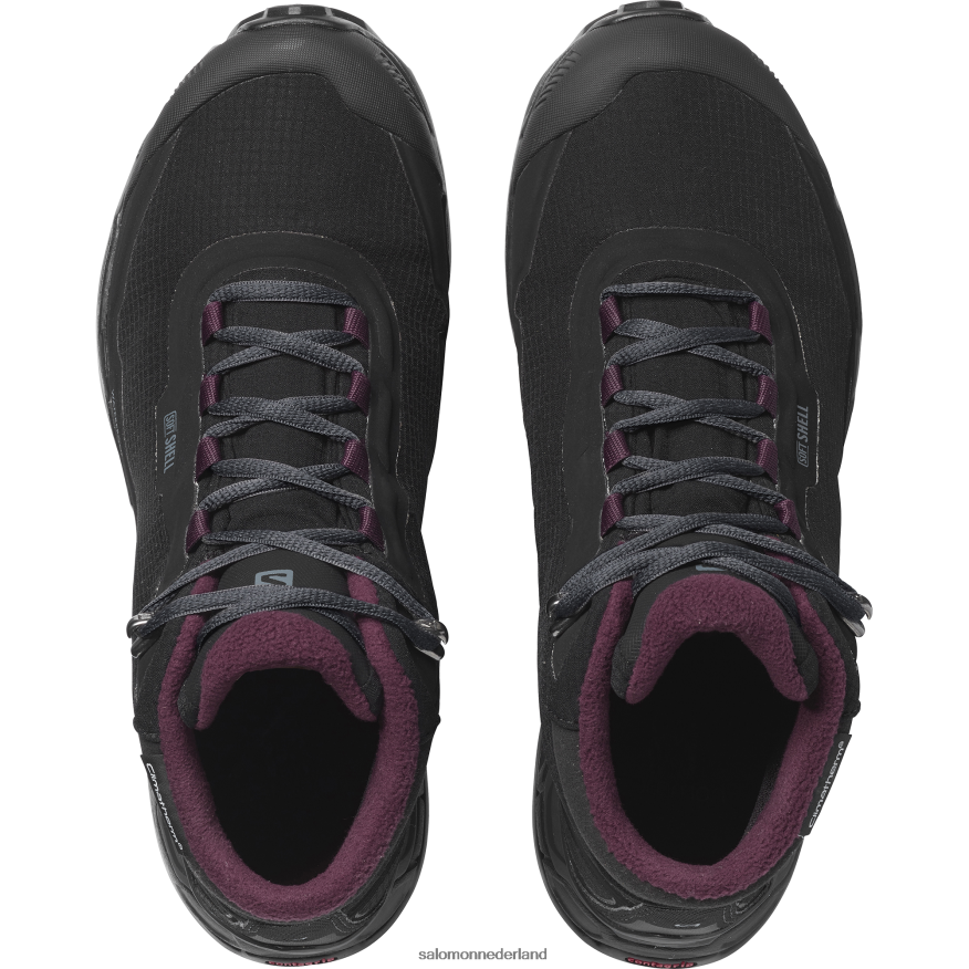 dames winterlaarzen - shelter clima waterdicht zwart/ebbenhout/wijnproeverij NTFJN6782 Salomon