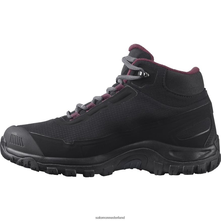 dames winterlaarzen - shelter clima waterdicht zwart/ebbenhout/wijnproeverij NTFJN6782 Salomon