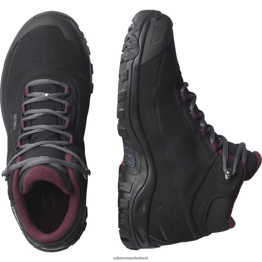dames winterlaarzen - shelter clima waterdicht zwart/ebbenhout/wijnproeverij NTFJN6782 Salomon