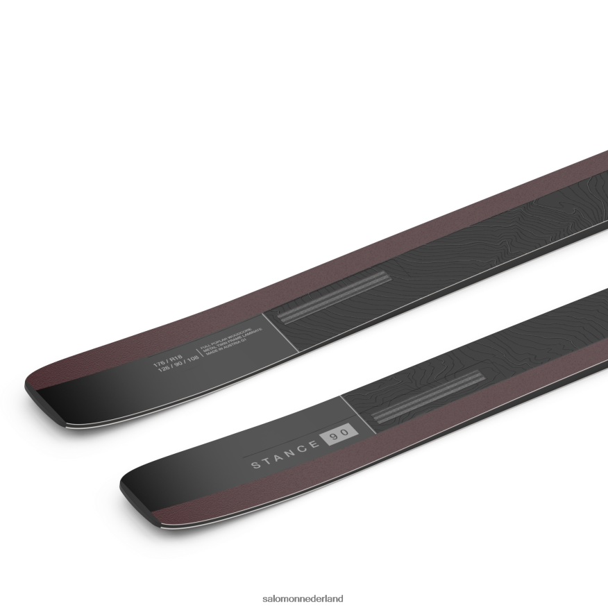 all-mountain ski's voor dames, stand 90 zwart/bordeaux metallic NTFJN61007 Salomon