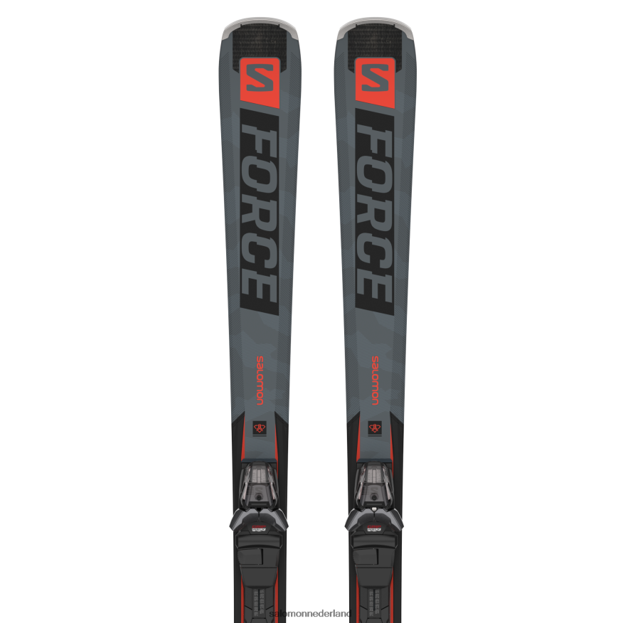 skipakket dames op de piste - s/force fx.80 (en m11) zwart/neonkoraal/castelrock NTFJN61025 Salomon