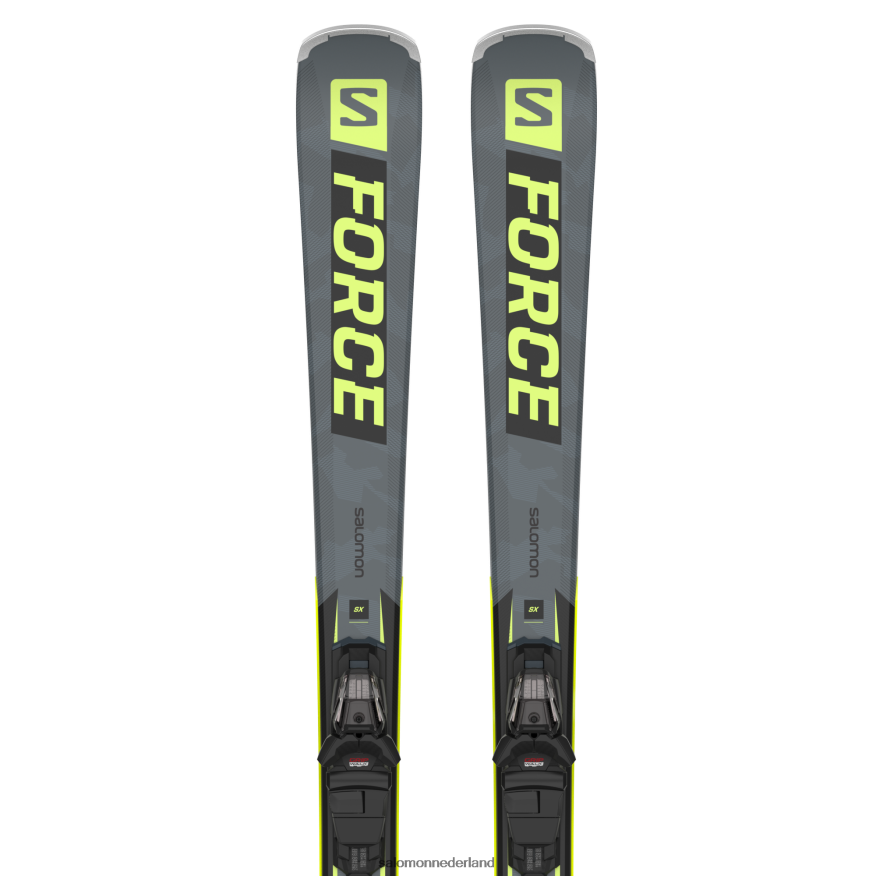 skipakket dames op de piste - s/force sx (en m10) castelrock/pastel neon limoen 1/zwart NTFJN61019 Salomon