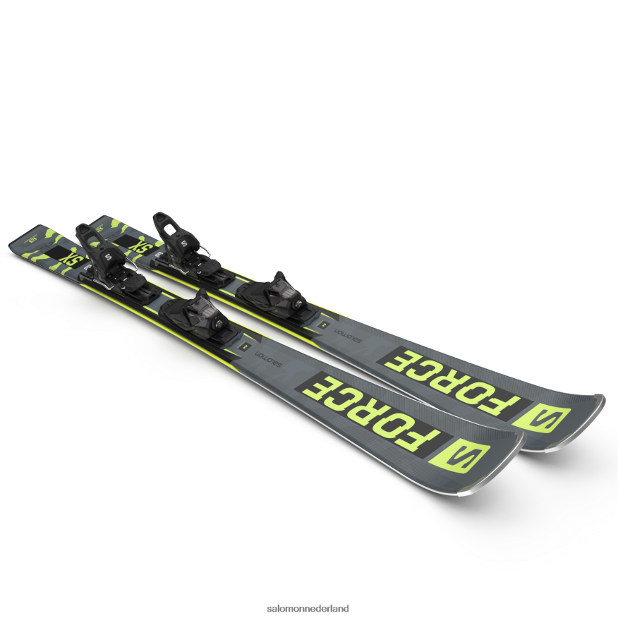 skipakket dames op de piste - s/force sx (en m10) castelrock/pastel neon limoen 1/zwart NTFJN61019 Salomon