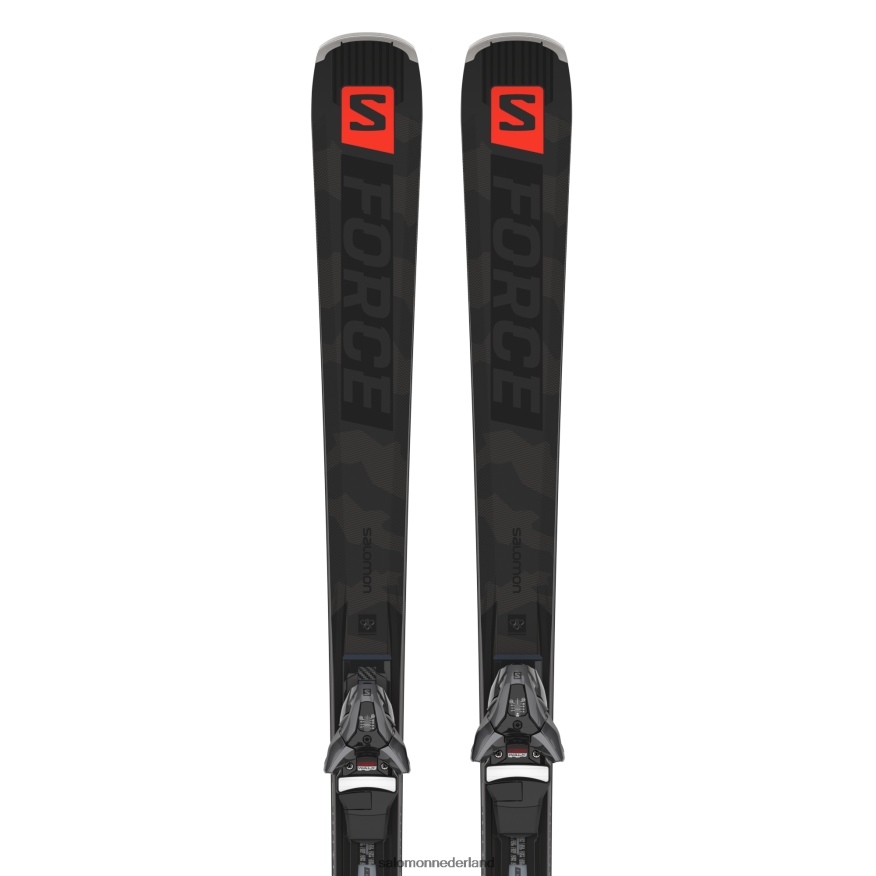 skipakket dames op de piste - s/force ti.80 (en z12) zwart/neonkoraal/castelrock NTFJN61023 Salomon