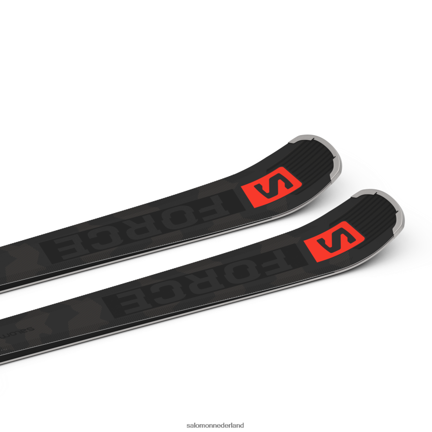 skipakket dames op de piste - s/force ti.80 (en z12) zwart/neonkoraal/castelrock NTFJN61023 Salomon