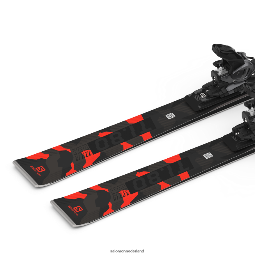 skipakket dames op de piste - s/force ti.80 (en z12) zwart/neonkoraal/castelrock NTFJN61023 Salomon