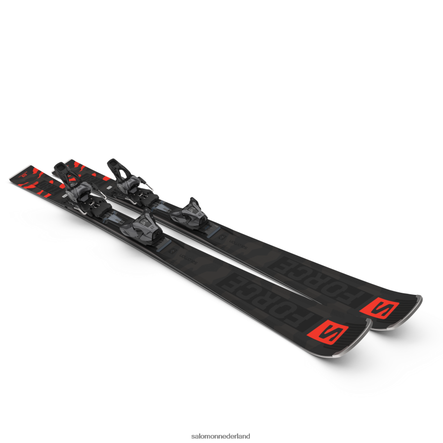 skipakket dames op de piste - s/force ti.80 (en z12) zwart/neonkoraal/castelrock NTFJN61023 Salomon