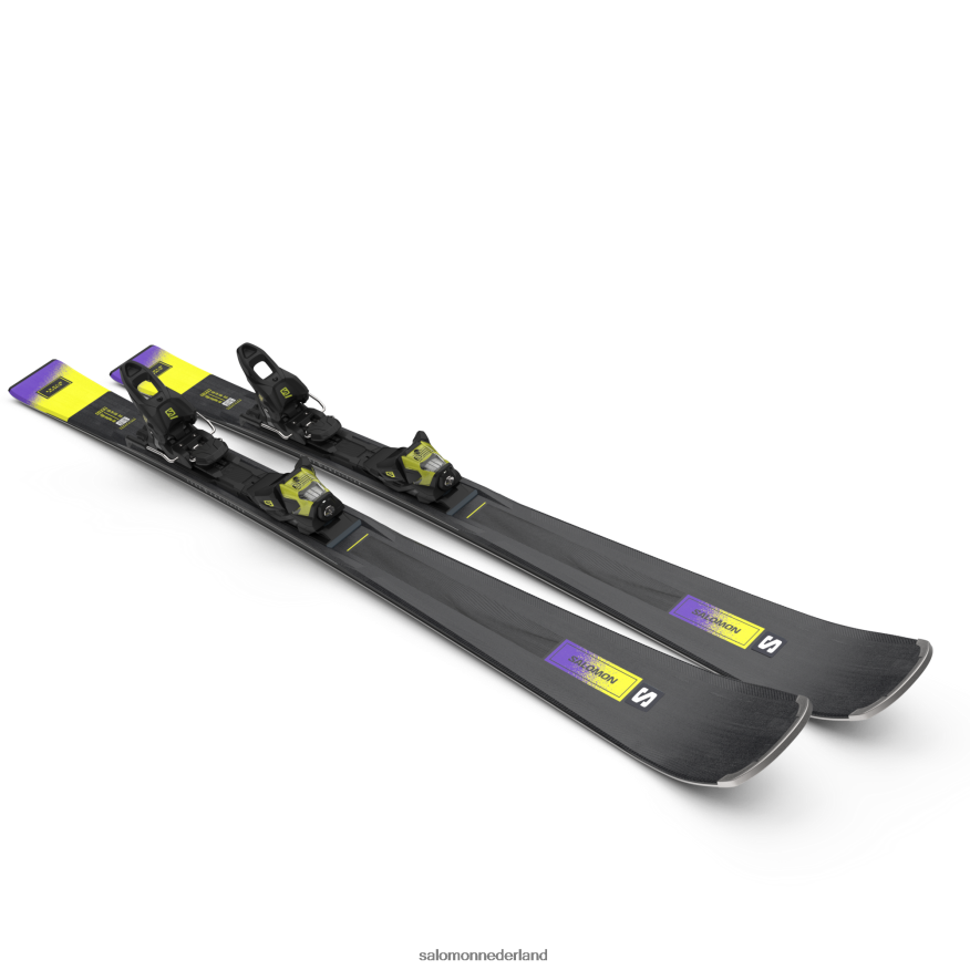 skipakket dames op de piste - s/max n 10 xt (en m11) zwart/zuurgroen/schemerpaars NTFJN61013 Salomon