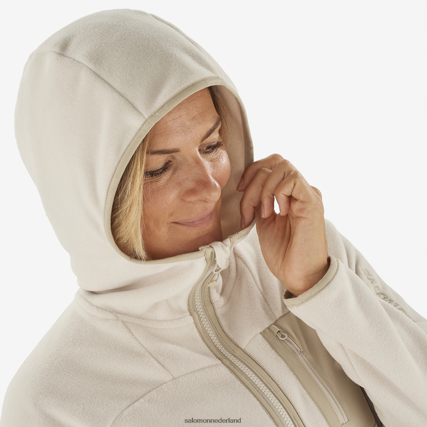 dames tussenlaagjack met capuchon - overzicht polartec regenachtige dag/plein taupe NTFJN6862 Salomon