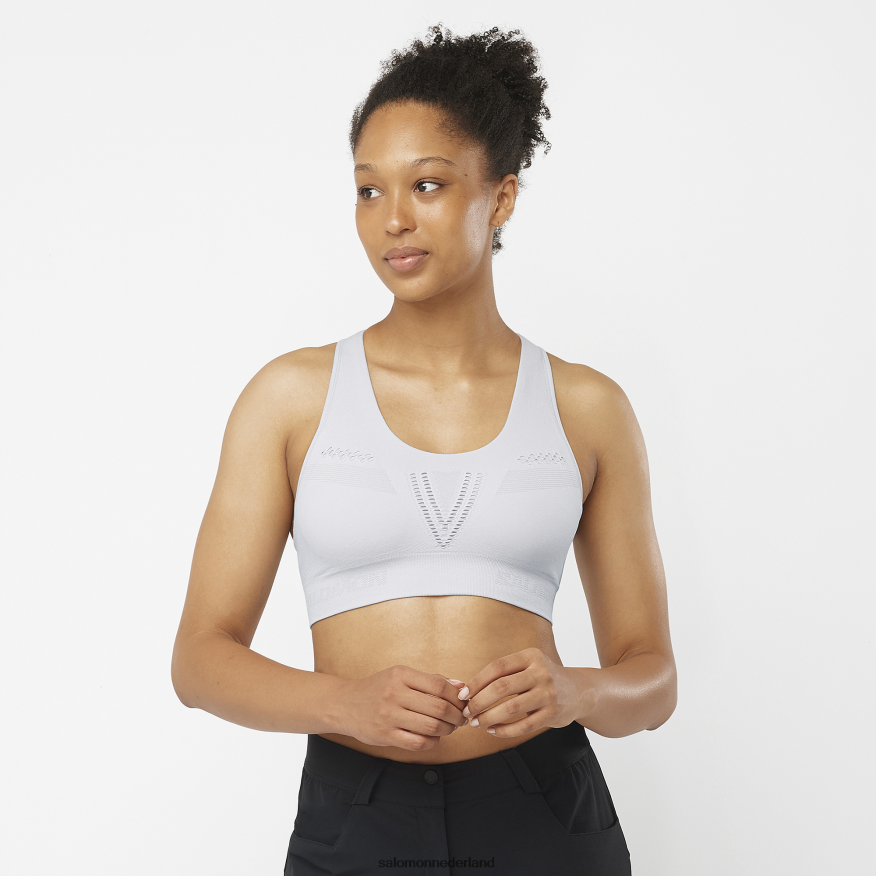 sportbeha voor dames - essentieel naadloos oesterzwam/heide NTFJN6941 Salomon