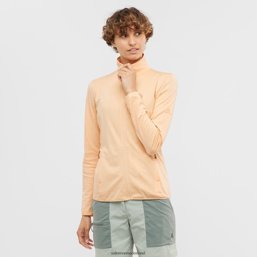 tussenlaagjas voor dames met volledige ritssluiting - essentieel lichtwarm abrikozen ijs NTFJN6865 Salomon