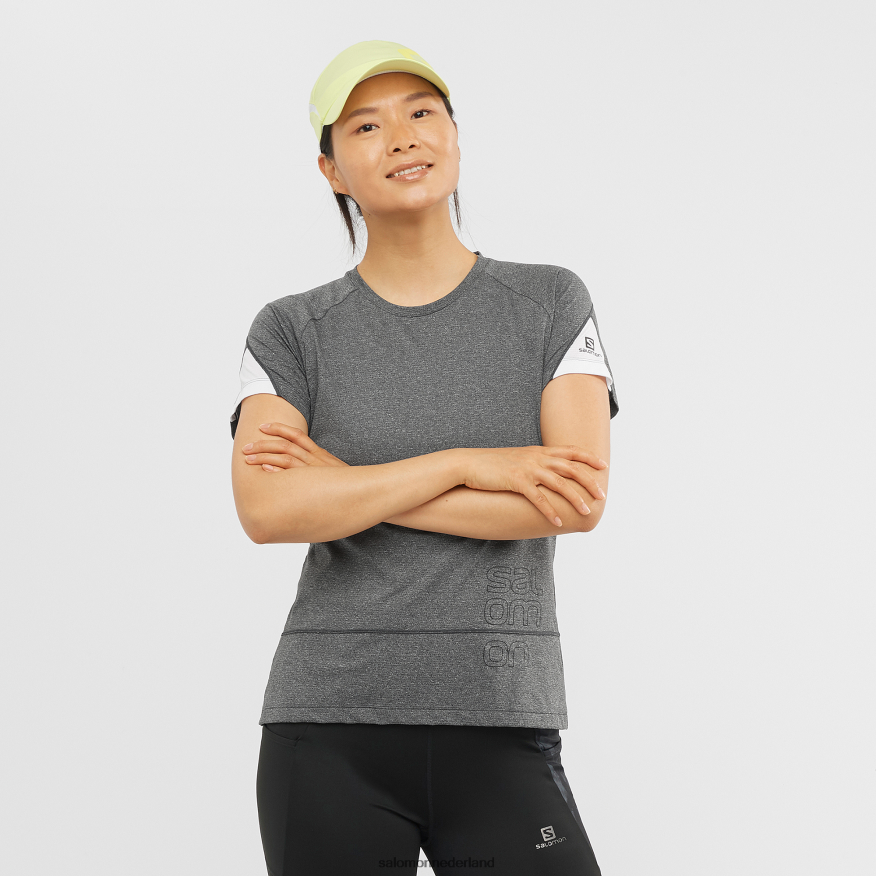 dames t-shirt met korte mouwen - cross run graphic zwart/gemêleerd/wit NTFJN6892 Salomon