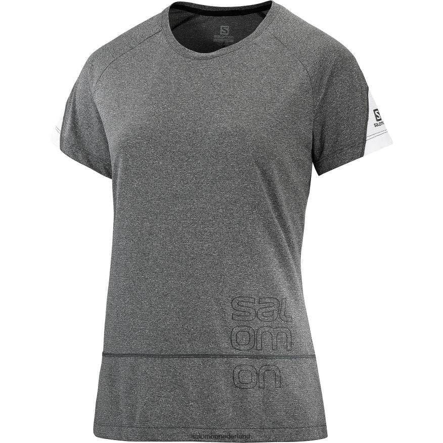dames t-shirt met korte mouwen - cross run graphic zwart/gemêleerd/wit NTFJN6892 Salomon