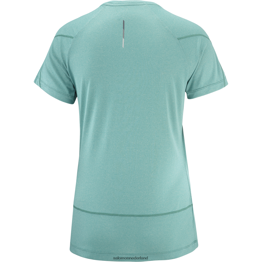 dames t-shirt met korte mouwen - gekruiste run Stille Oceaan/heide NTFJN6888 Salomon