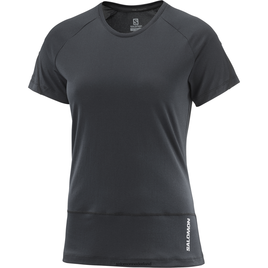 dames t-shirt met korte mouwen - gekruiste run diep zwart NTFJN6883 Salomon