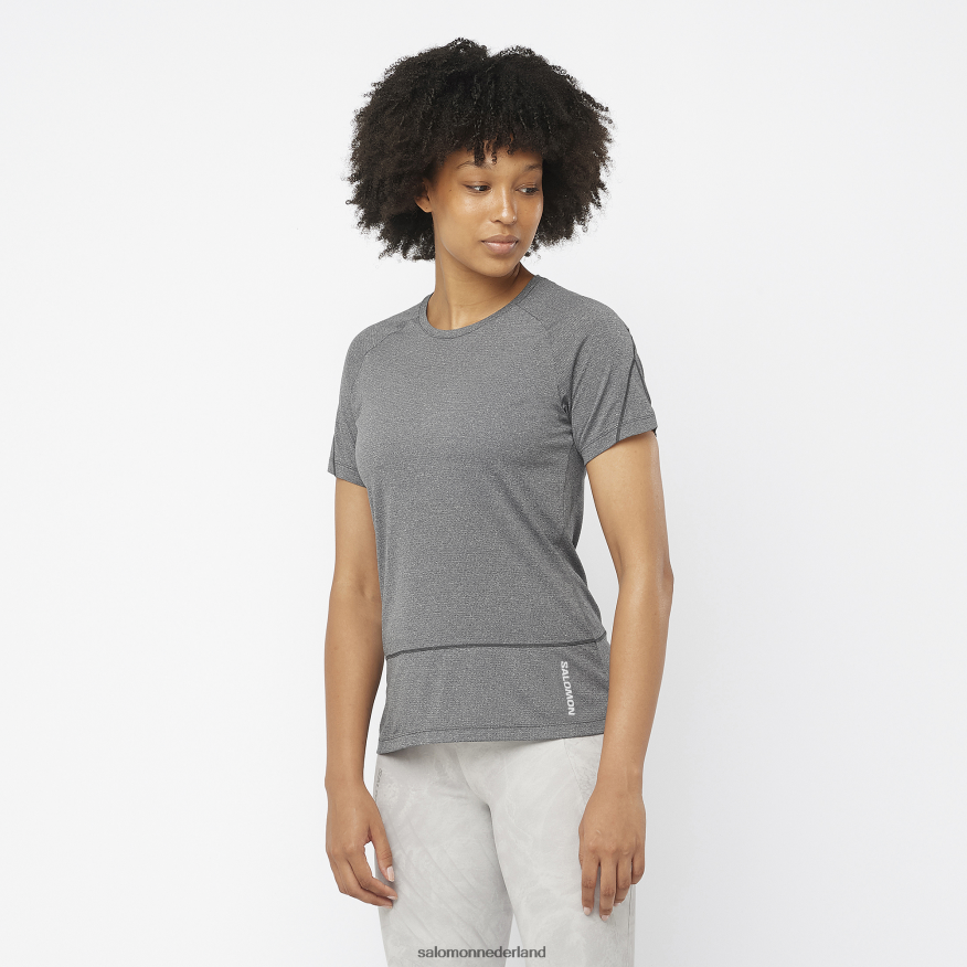 dames t-shirt met korte mouwen - gekruiste run diep zwart/heide NTFJN6879 Salomon