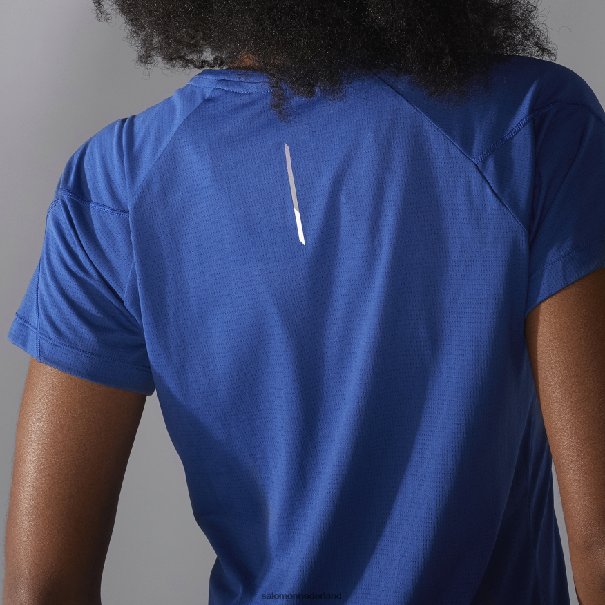 dames t-shirt met korte mouwen - gekruiste run marine pioen NTFJN6889 Salomon