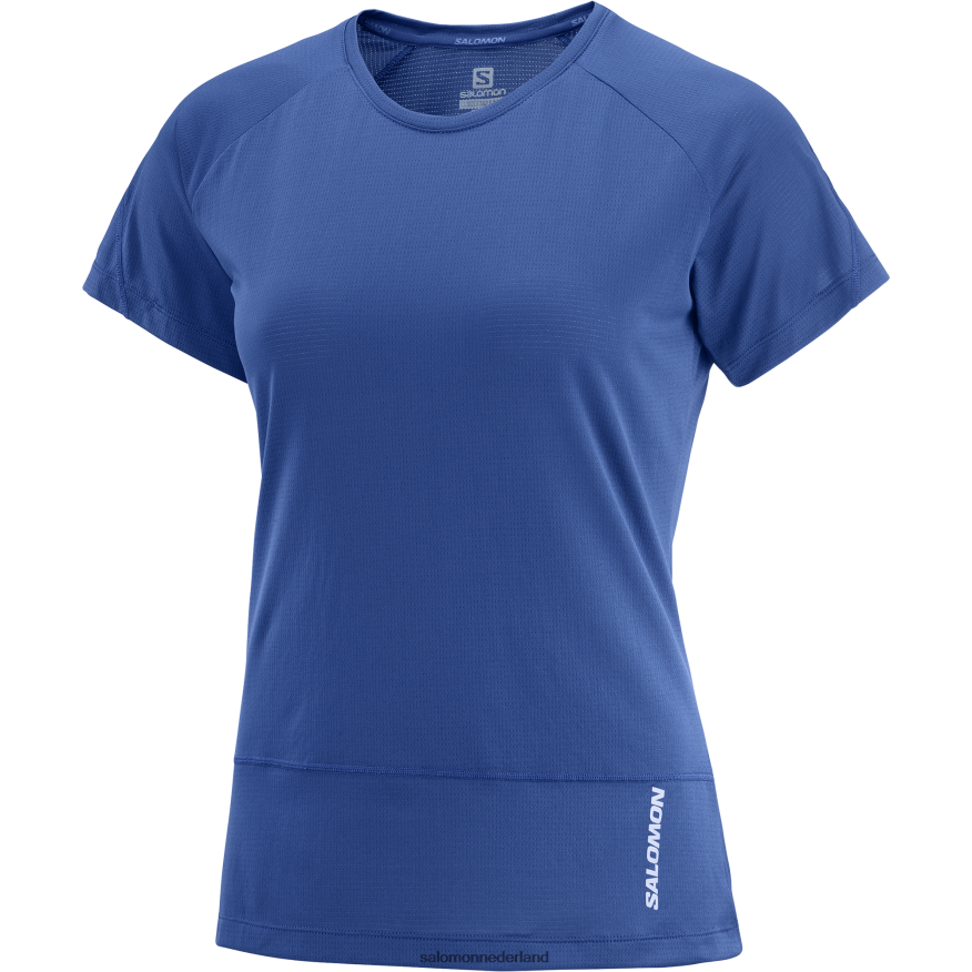 dames t-shirt met korte mouwen - gekruiste run marine pioen NTFJN6889 Salomon