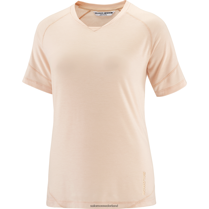 dames t-shirt met korte mouwen - runlife crèmebruin/heide NTFJN6912 Salomon