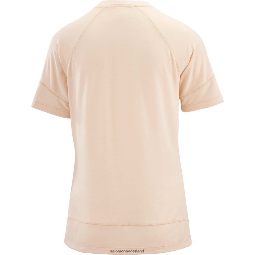 dames t-shirt met korte mouwen - runlife crèmebruin/heide NTFJN6912 Salomon